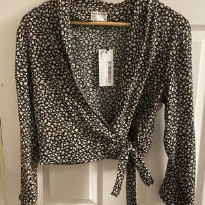 NWT Frank and Oak floral wrap blouse